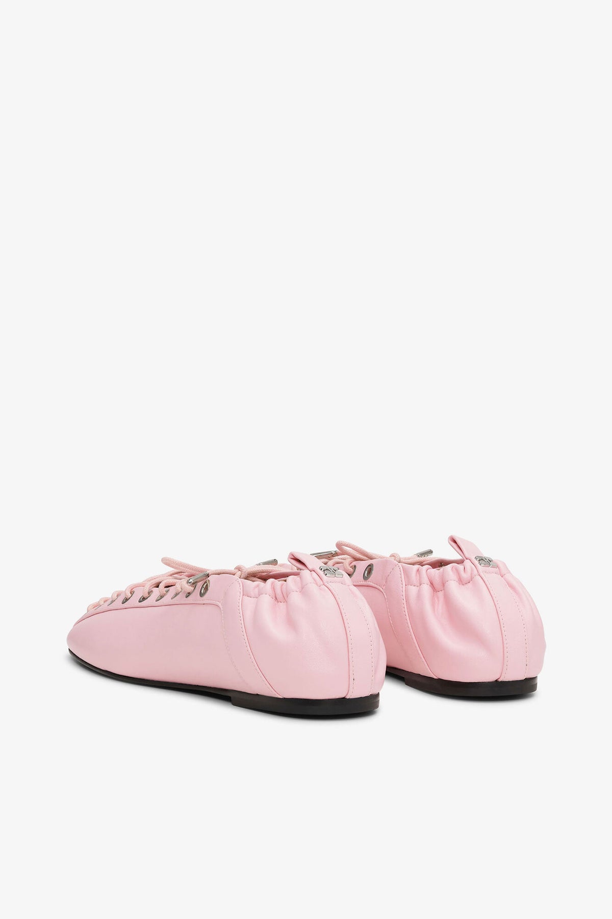 Lace-Up Ballerinas in Rose