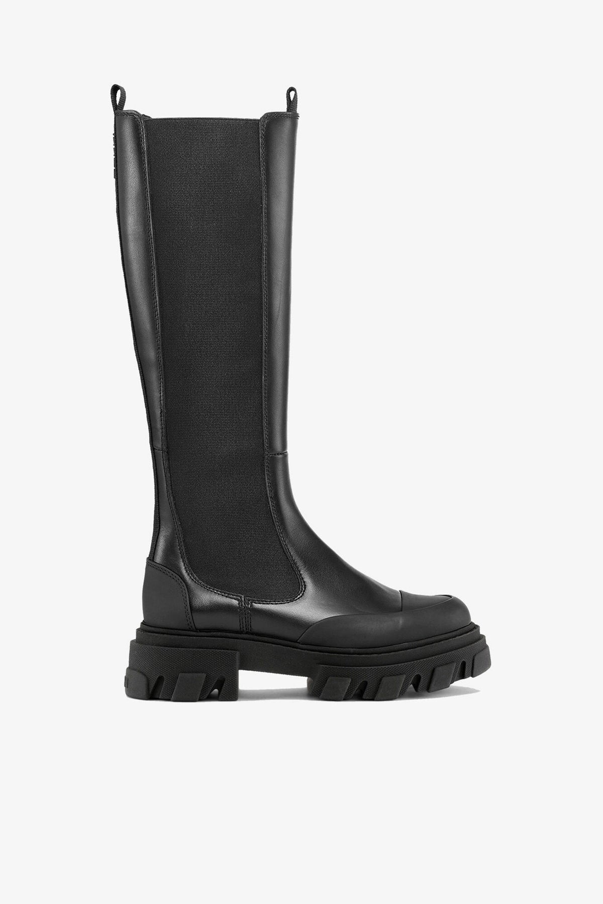 Cleated High Chelsea Boots in Black