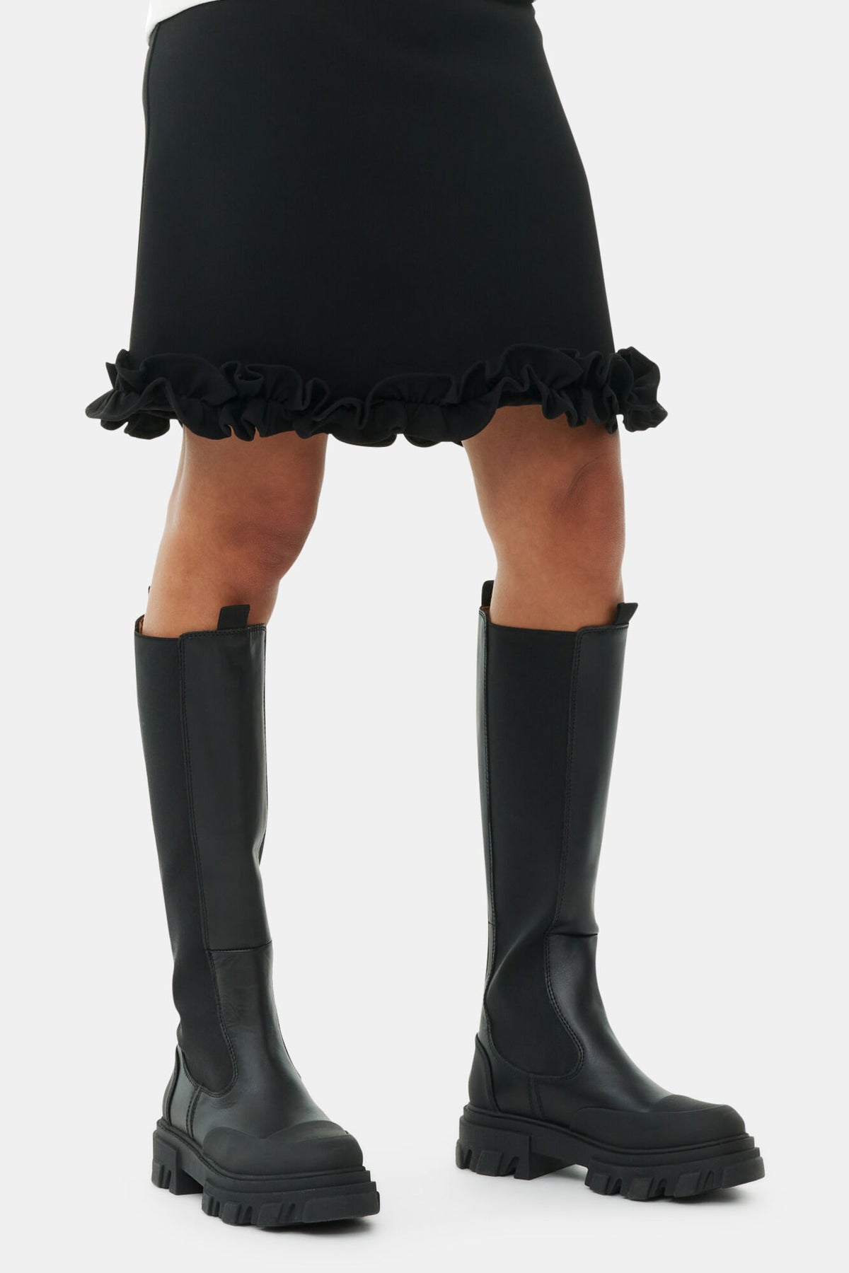 Cleated High Chelsea Boots in Black