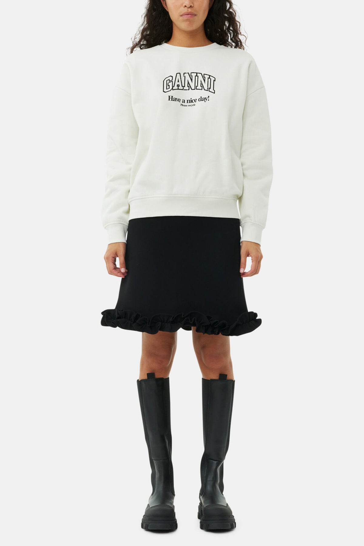 Cleated High Chelsea Boots in Black