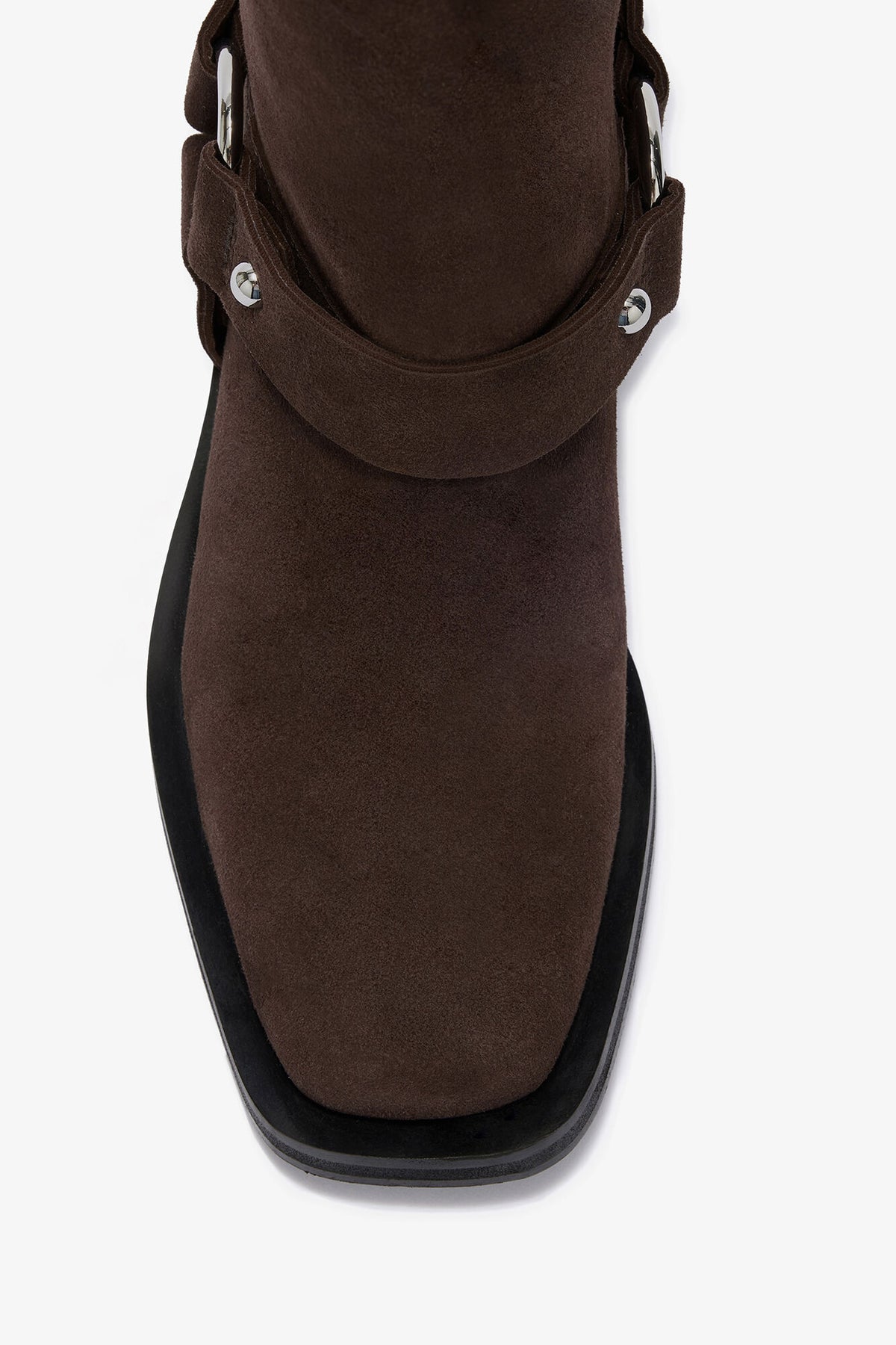 Mid Shaft Biker Boot in Brown Suede