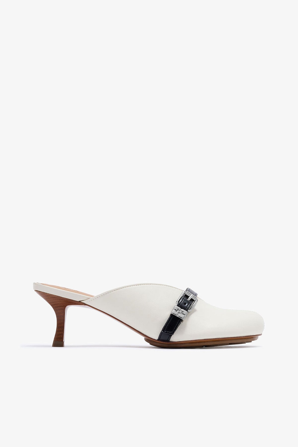 Sue Heeled Mules in white