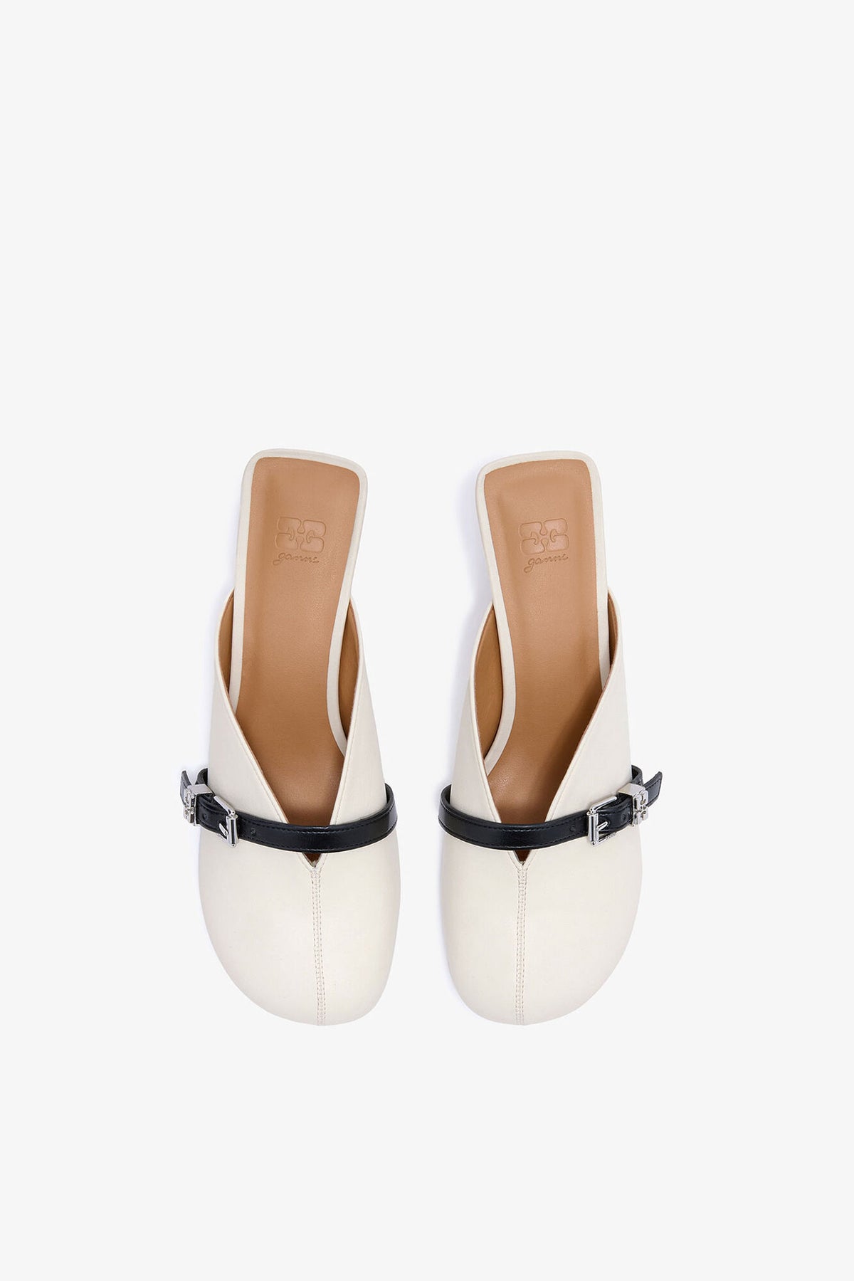 Sue Heeled Mules in white