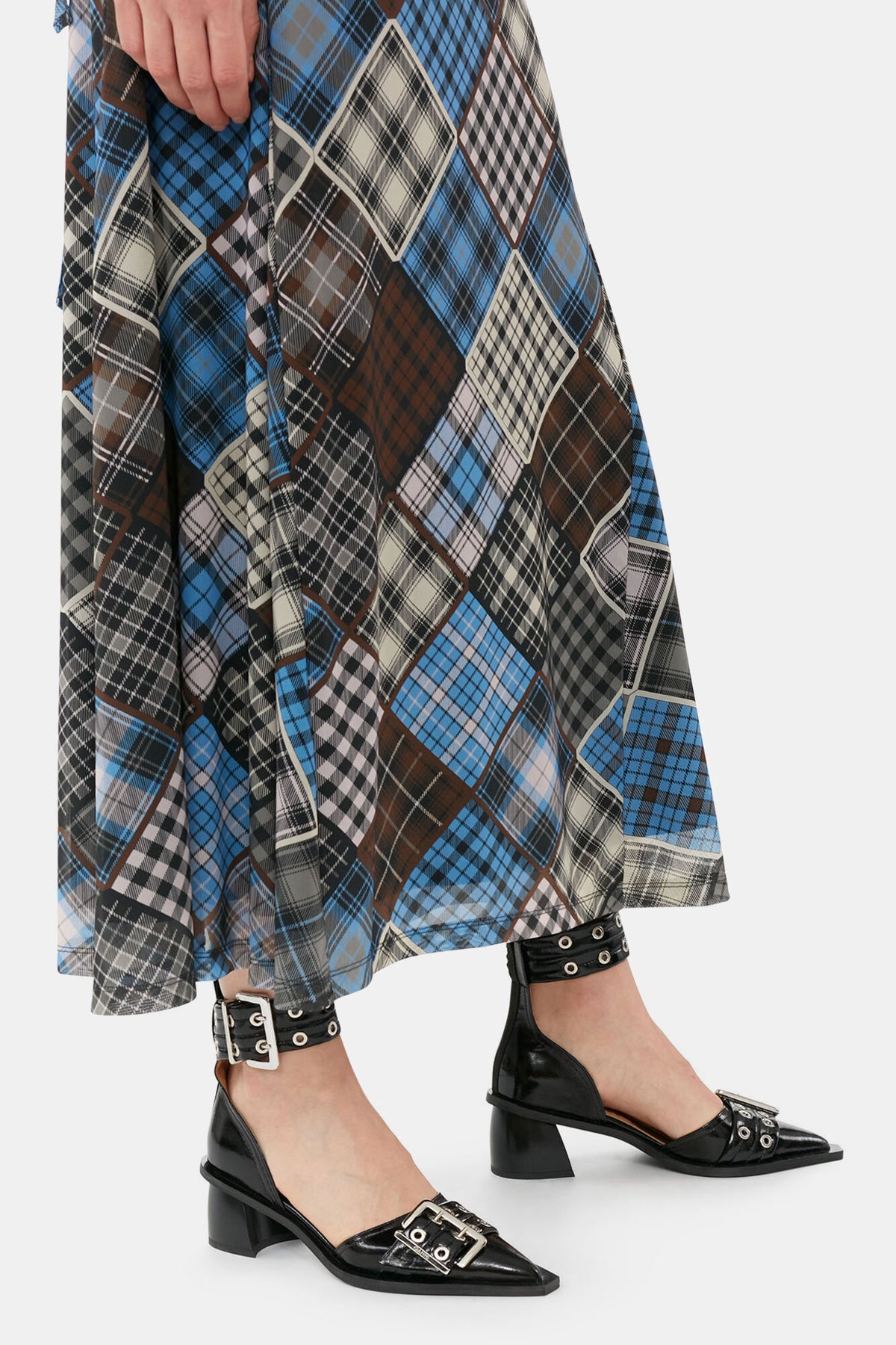 Black Chunky Buckle Open Cut Pumps