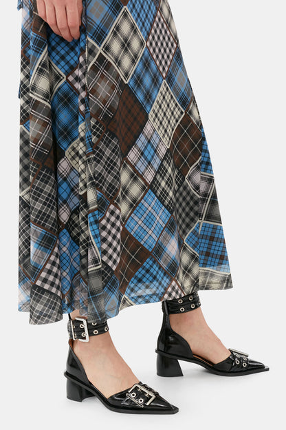 Black Chunky Buckle Open Cut Pumps