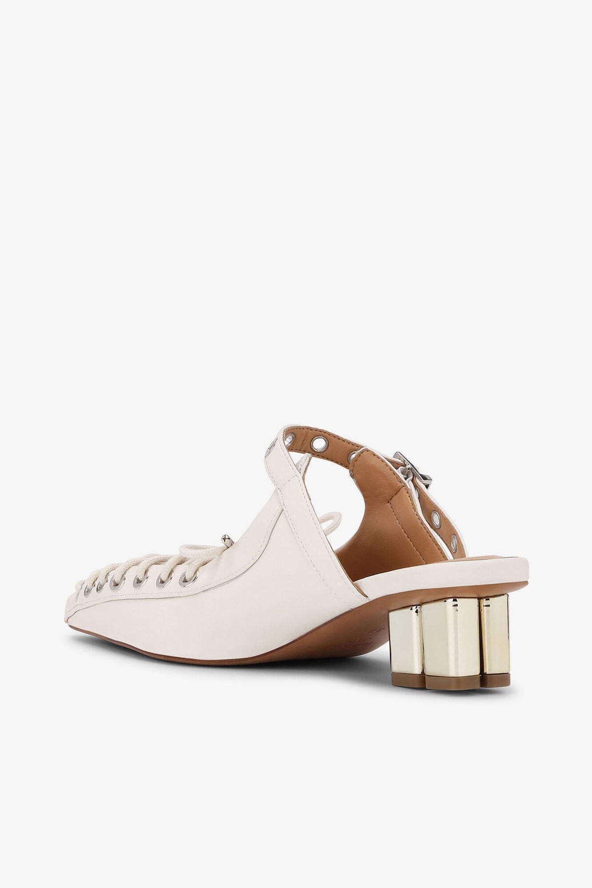 Lace-Up Mules in Ivory
