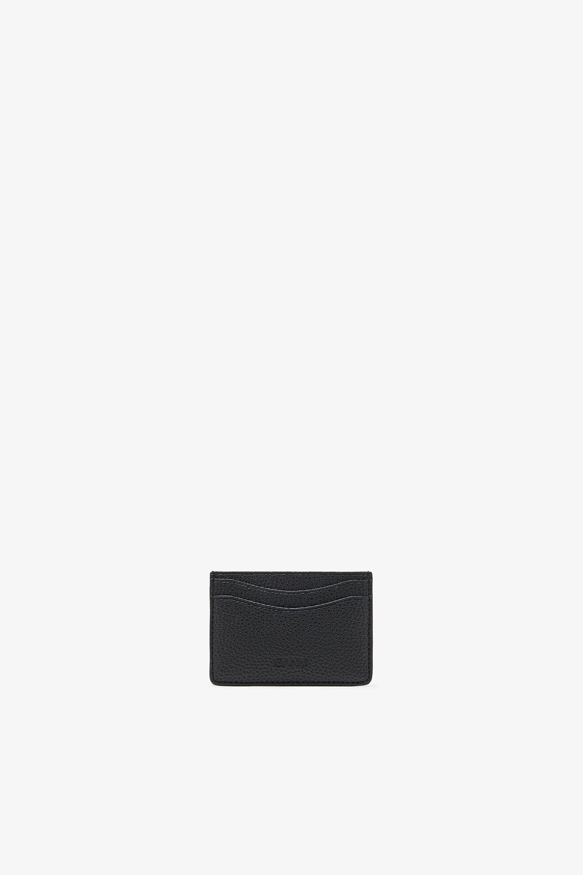 Black Card Holder in Grained Black with Gold