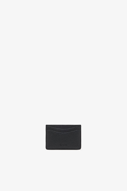 Black Card Holder in Grained Black with Gold