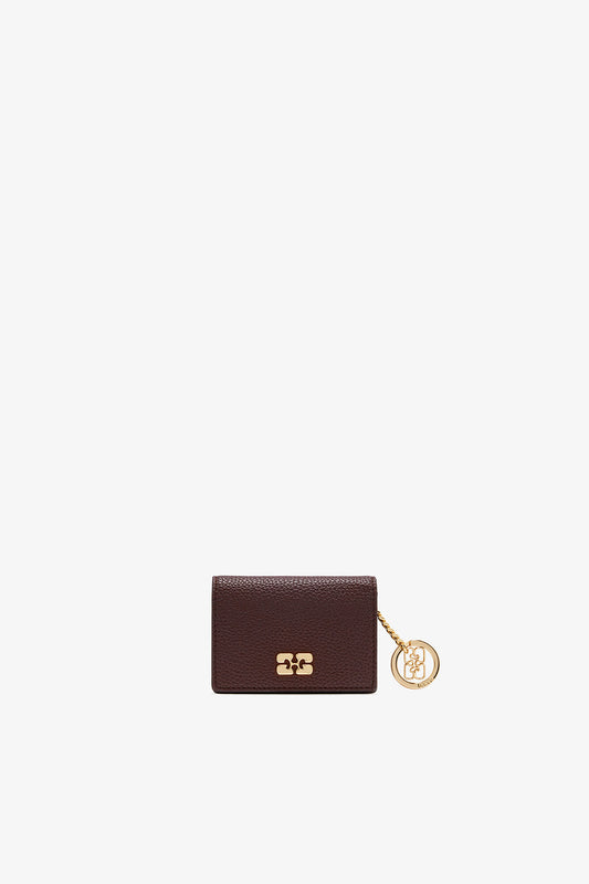 Chicory Coffee Card Holder With Flap in Grained Brown