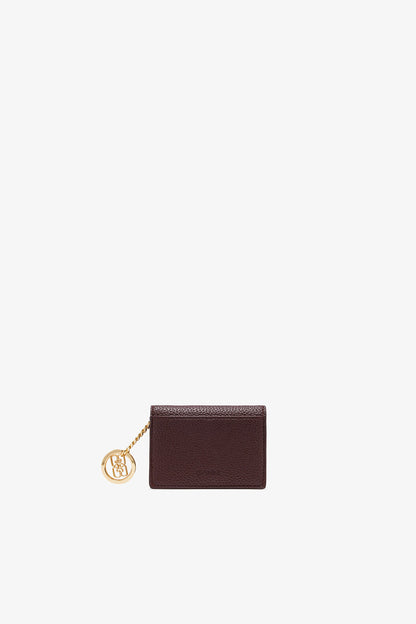 Chicory Coffee Card Holder With Flap in Grained Brown