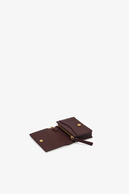 Chicory Coffee Card Holder With Flap in Grained Brown