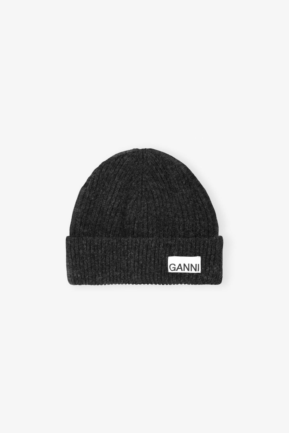 Phantom Dark Grey Fitted Wool Rib Knit Beanie