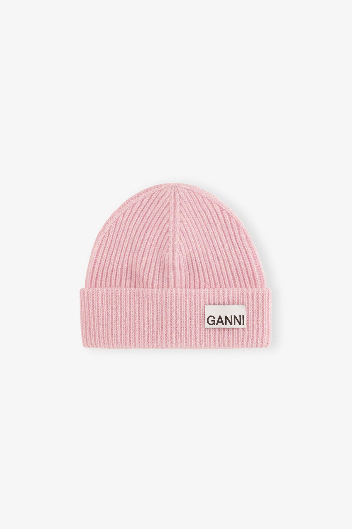 Mauve Chalk Light Pink Fitted Rib Knit Wool Beanie
