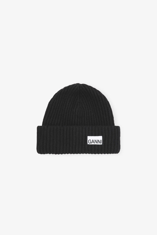 Oversized Wool Rib Knit Beanie