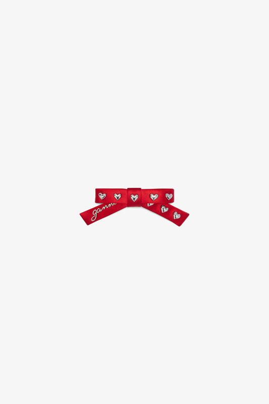 Mars Red Red Eyelet Bow Barrette