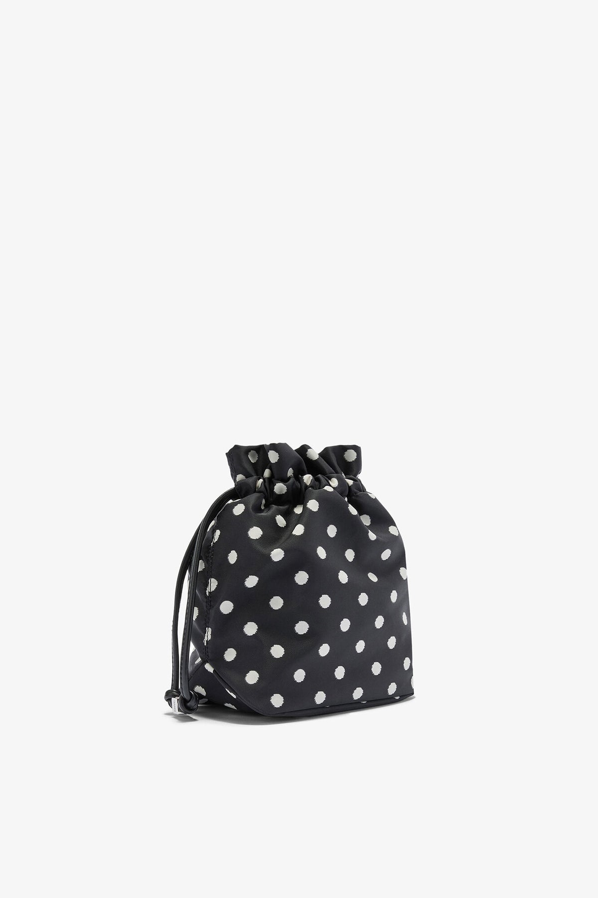 Black Printed Bou Bucket Pouch with Dots