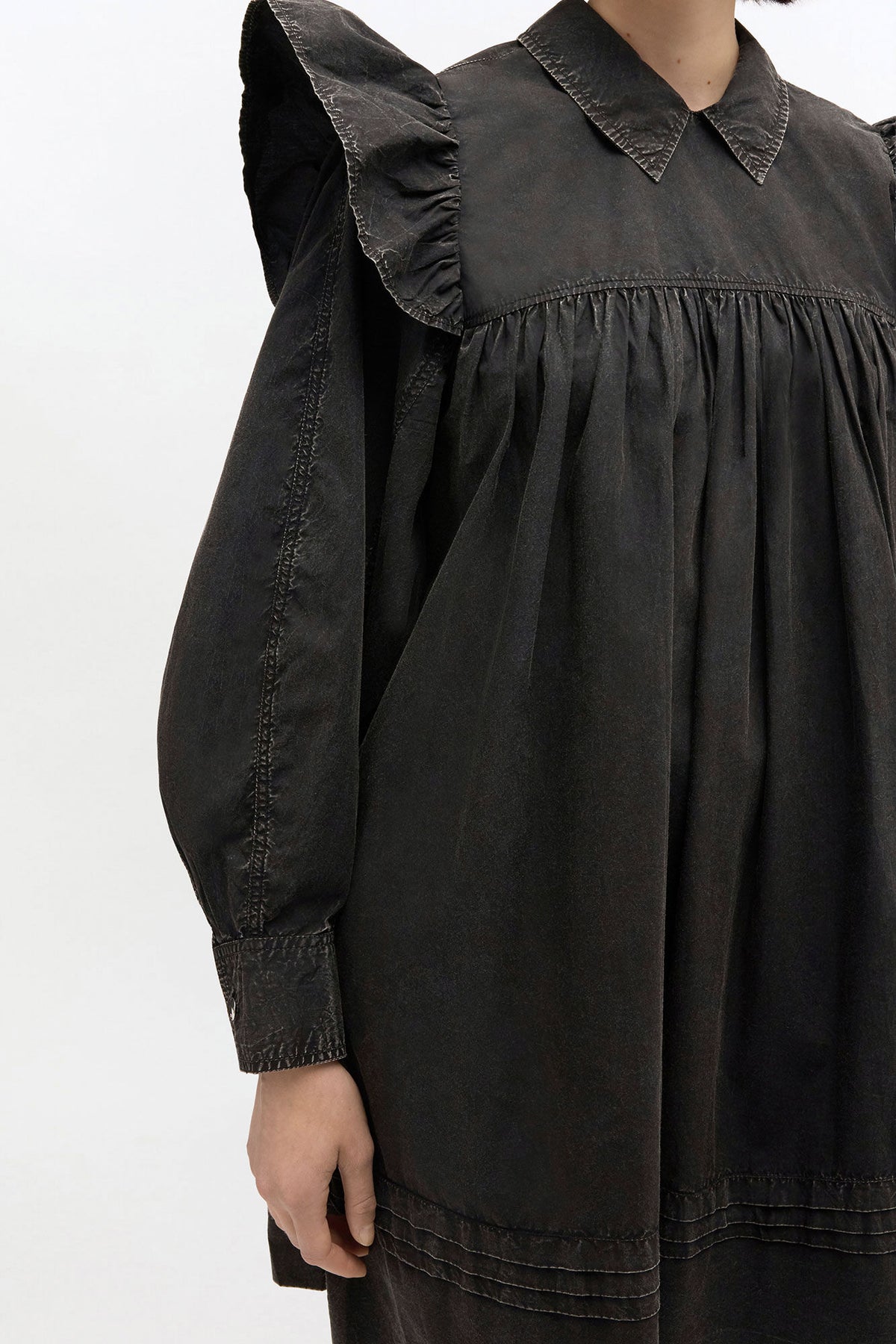 Black Washed Mini Shirt Dress