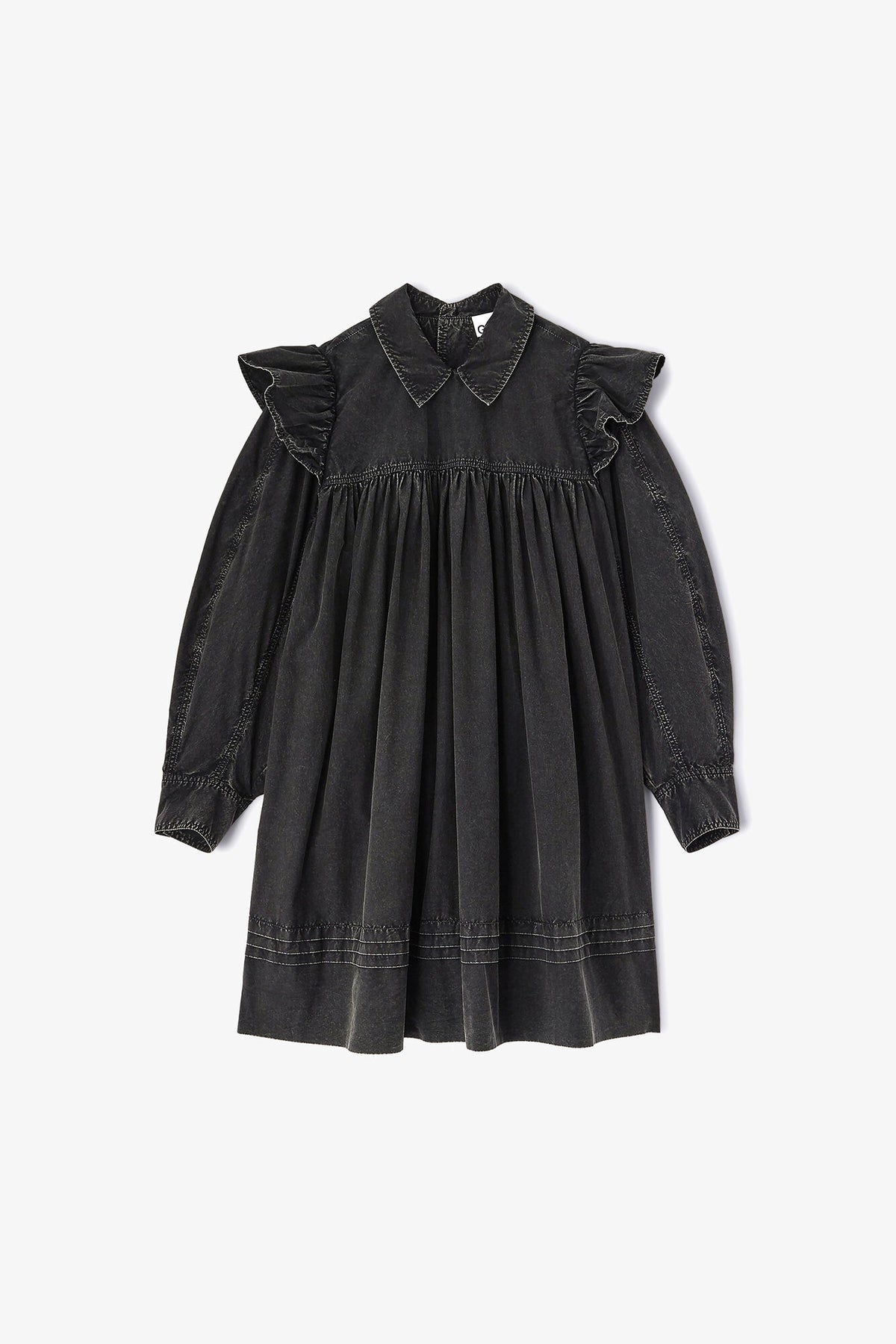 Black Washed Mini Shirt Dress